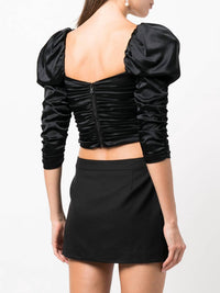Katrice 3/4 Puff Sleeve Square Neck Ruched Top Blouse