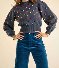 J.Nna - Rainbow Pom Pom Sweater