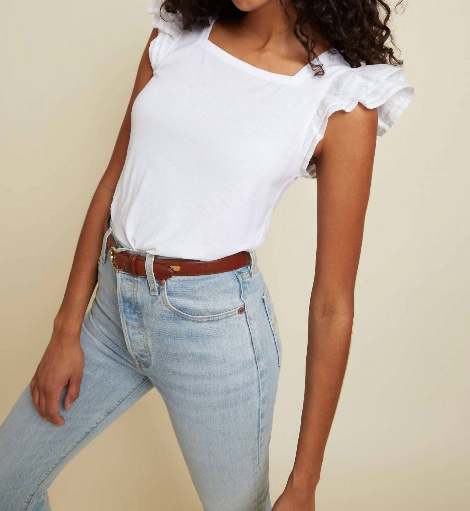 Nation Ltd - Cameo Square Neck Ruffle Top