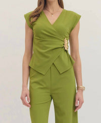Entro - Chateau Cap Sleeve Wrap-style Top