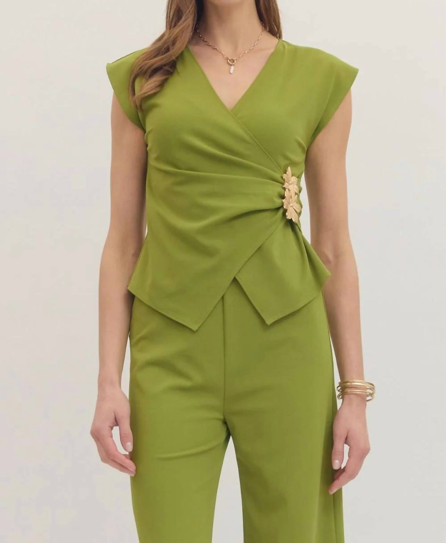 Entro - Chateau Cap Sleeve Wrap-style Top