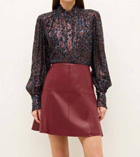 Marie Oliver Crawford Vegan Leather Mini Skirt in brick - women's skirt - alternate view