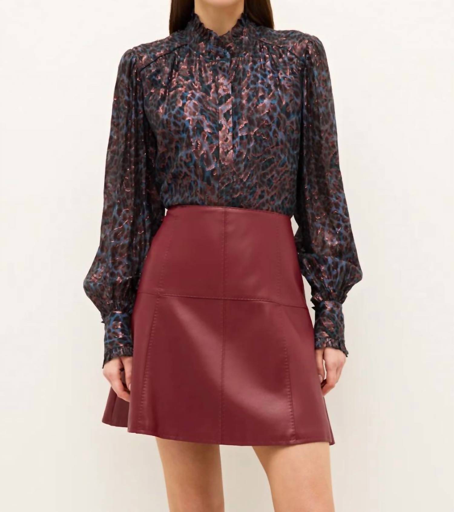 Marie Oliver Crawford Vegan Leather Mini Skirt in brick - women's skirt - alternate view