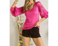 Adora - Floral Lace Balloon Sleeve Top