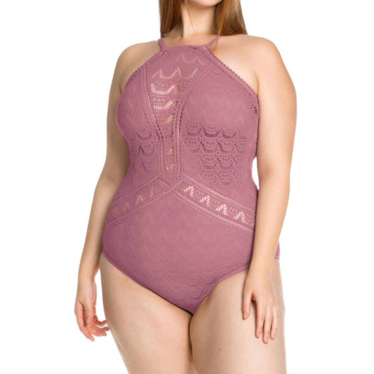 Becca - Color Play Lace High Neck One Piece Swimsuit - Plus