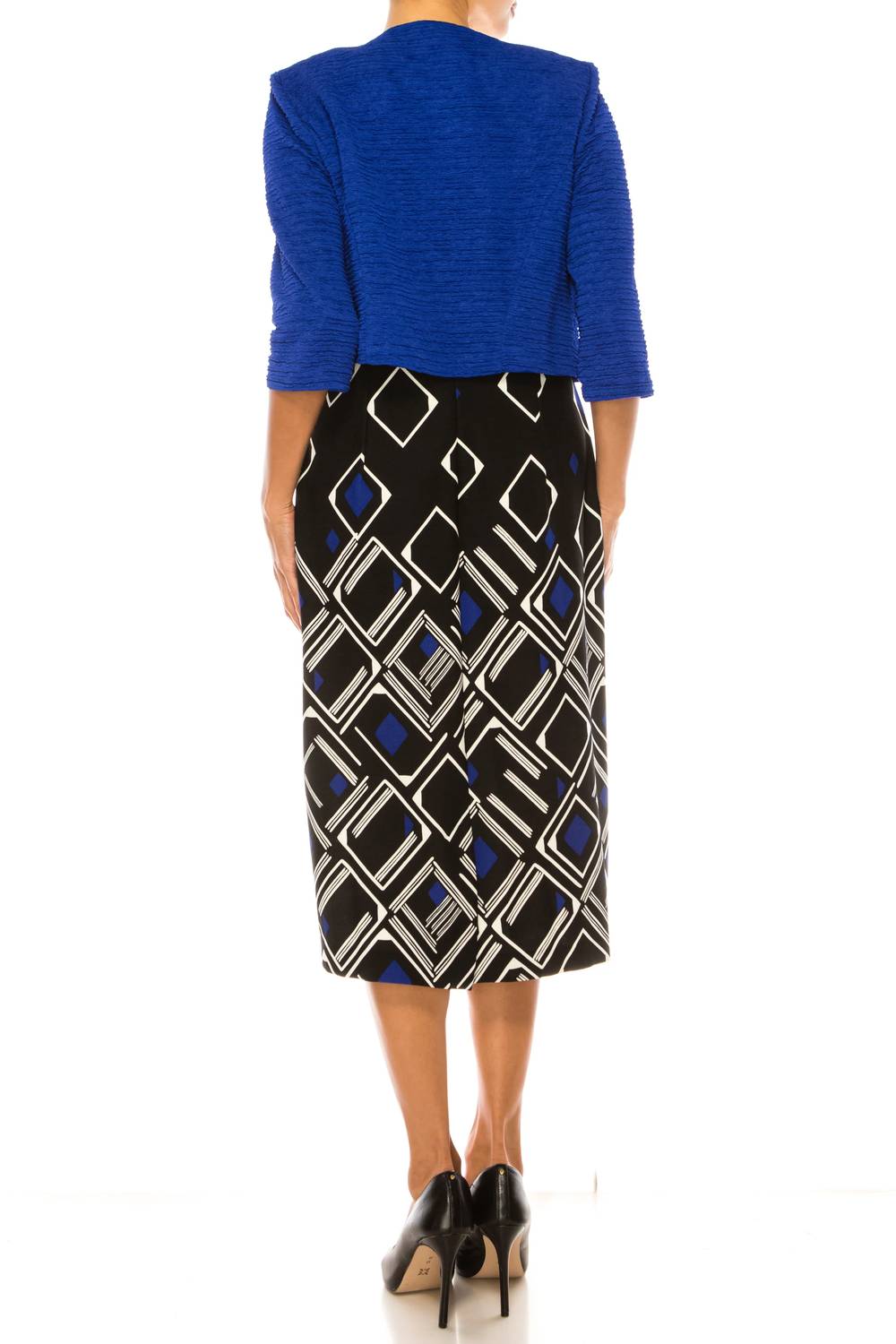 Maya Brooke - Diamond Print Jacket Dress 2-piece Set
