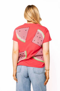 Queen Of Sparkles - Gingham Watermelon Short Sleeve Tee