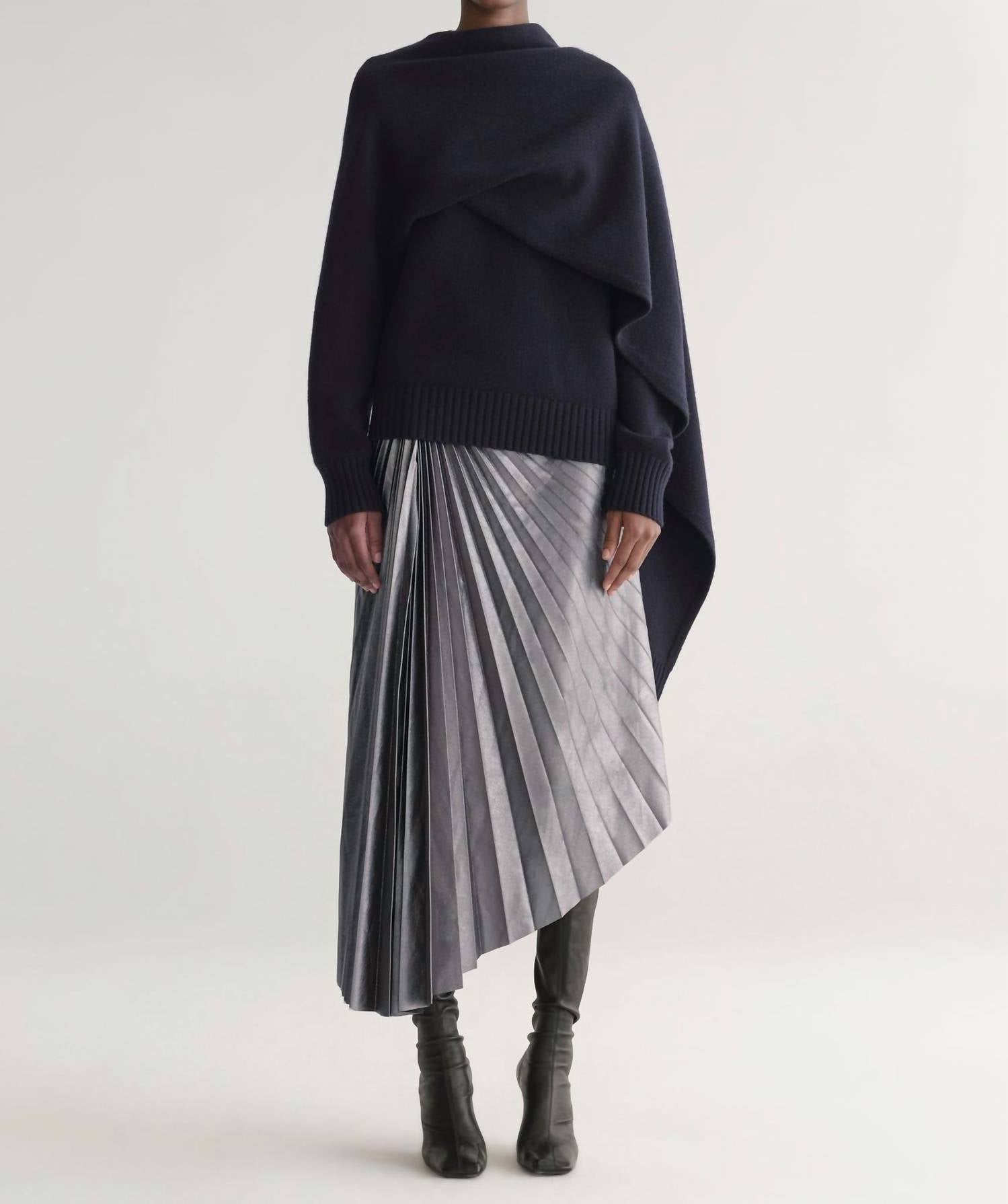 A.L.C. Tracy Metallic Vegan Leather Skirt in slate metallic - women's skirt