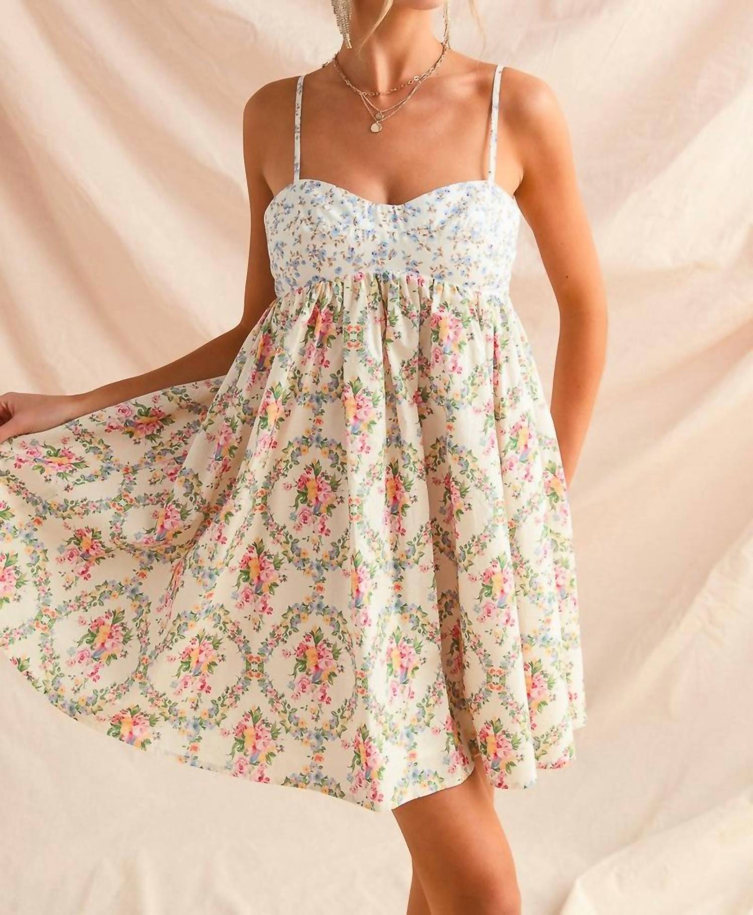 So Me - Mixed Floral Print Mini Dress