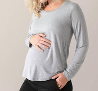 Kindred Bravely Bamboo Nursing And Maternity Long Sleeve T-shirt in grey heather - women's long sleeve top