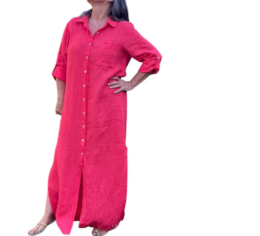 Made In Italy - Breezy Linen Shirt Dress