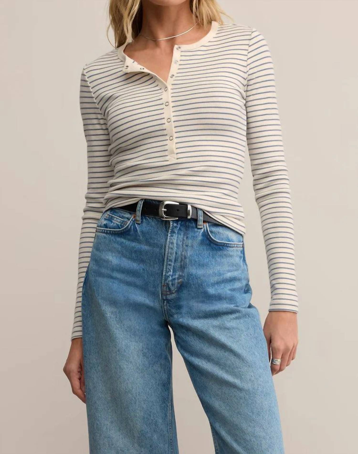 Z Supply - Stella Striped Modal Rib Henley Top