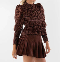 Emily McCarthy Zoe Long Puff Sleeve Top in rope - women's blouse - detail view