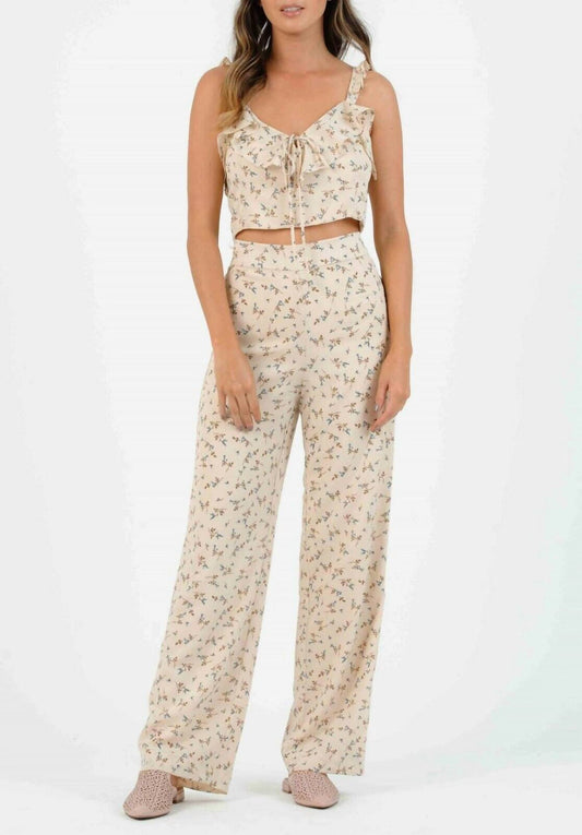 Lucca - Iris Palazzo Floral Print High Rise Wide Leg Pants