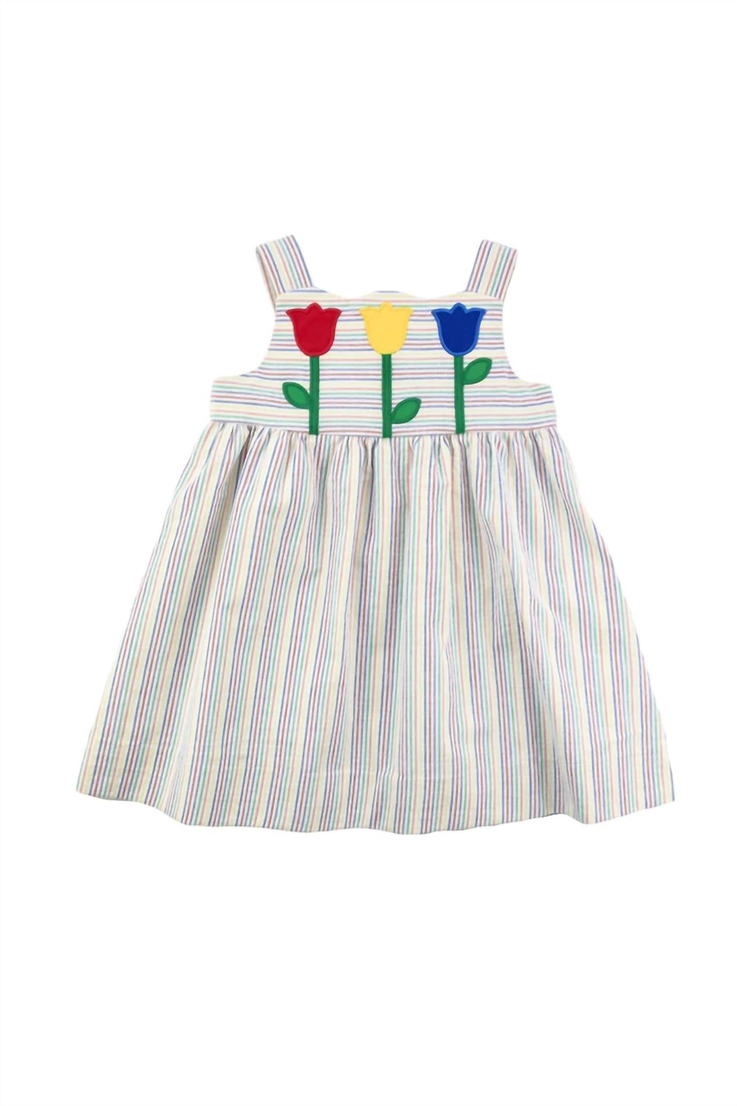 Florence Eiseman Kid's Tulips Stripe Seersucker Dress in multi - kids' dress
