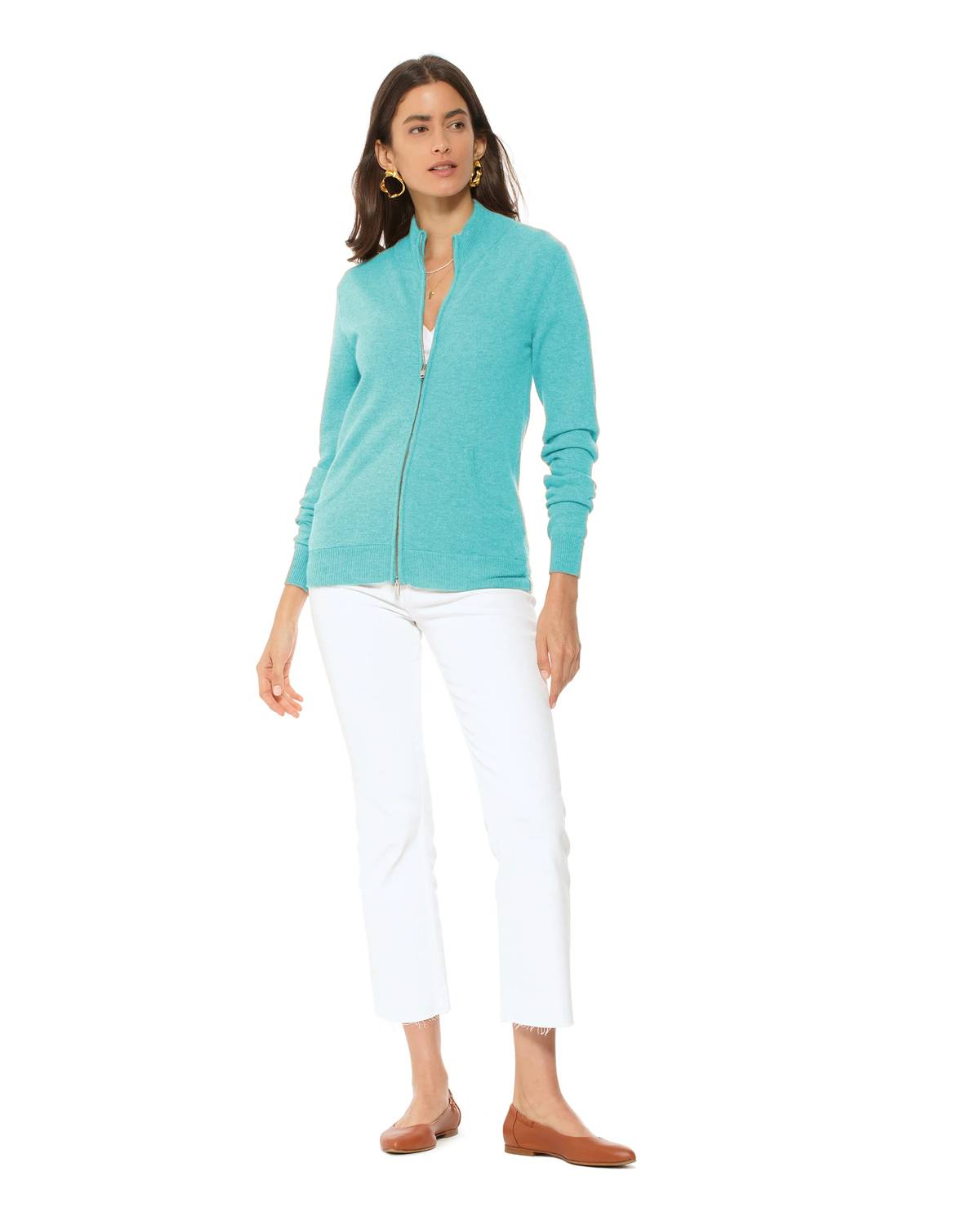 Monticelli Cashmere - Women's Pure Cashmere Zip Cardigan
