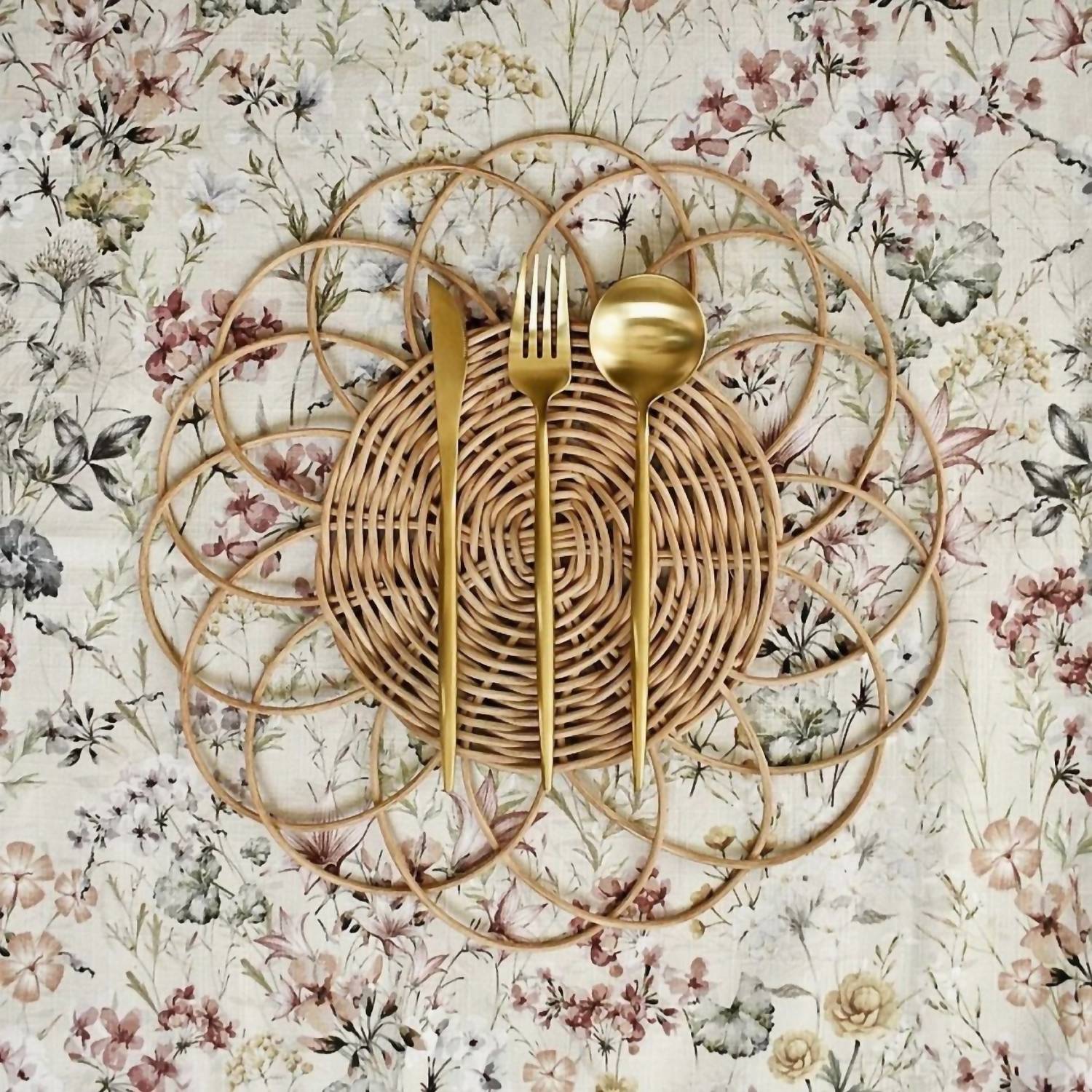 CASA CASA CURATED Handwoven Rattan Wicker Placemats in natural - item - alternate view