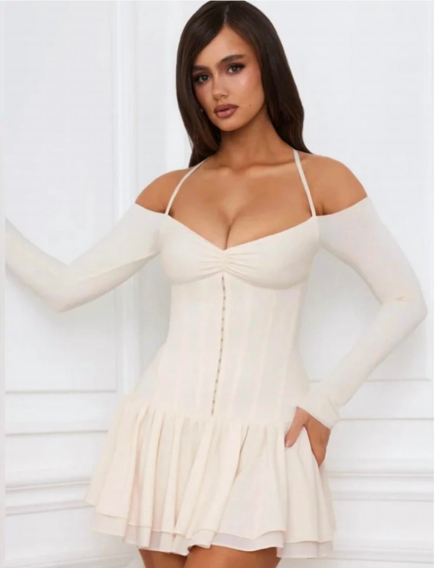 Oh Polly - Off-shoulder Tiered Corset Mini Dress
