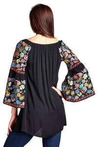 Velzera - Floral Embroidered Off The Shoulder Mini Dress