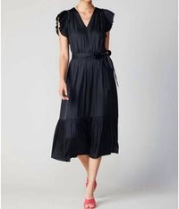 Current Air - Fluttered Sleeve V Neck Maxi Dress