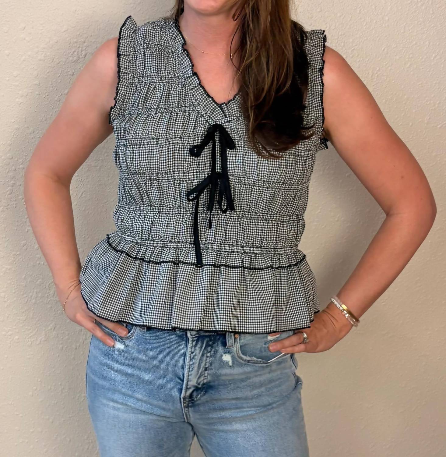 Staccato - Sydney Gingham Peplum Top