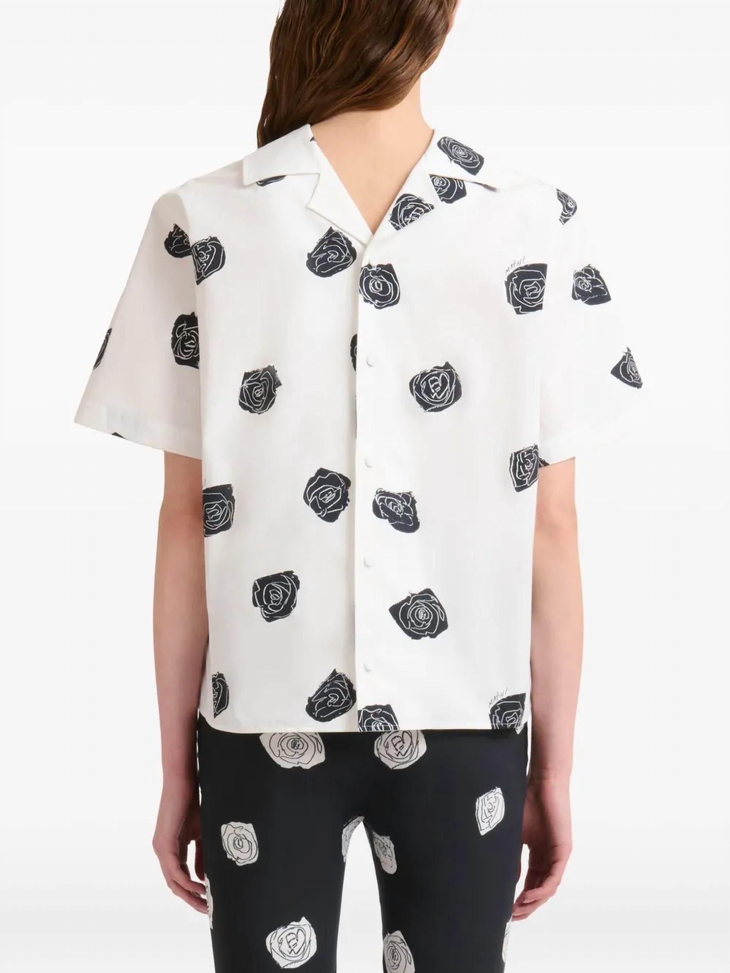 MARNI Andromeda Heavy Poplin Shirt in lily white - women's shirt - detail view