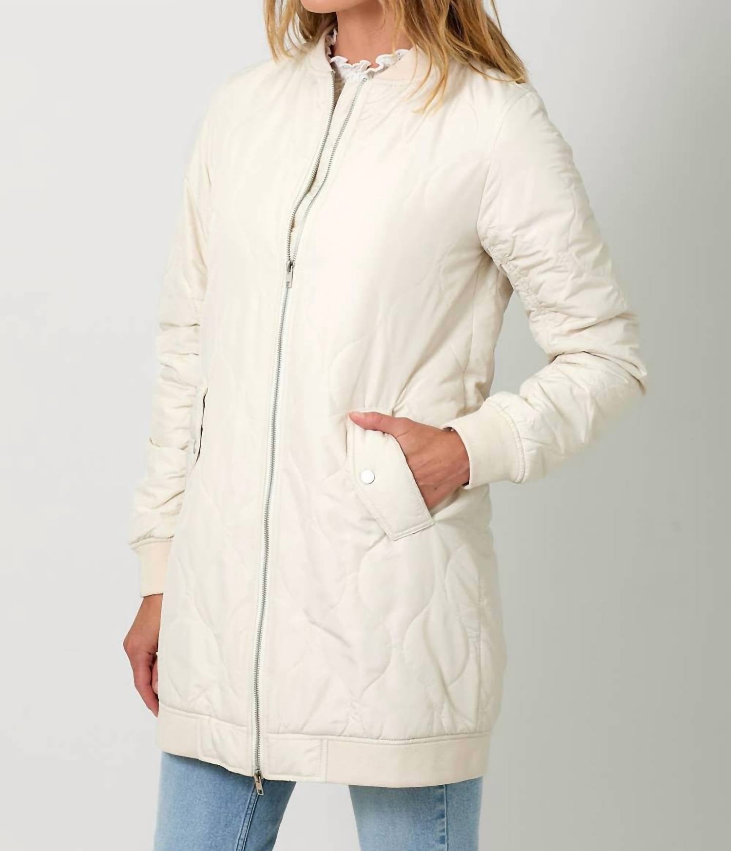 Mystree - Quilted Long Bomber Jacket