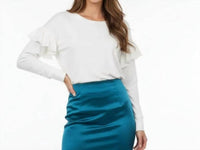 Current/Elliott - Ruffle Shoulder Long Sleeve Sweatshirt