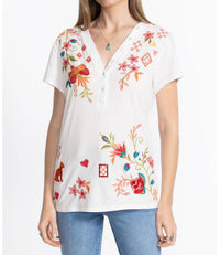 Johnny Was - Button Neck Tee Georgia Plus