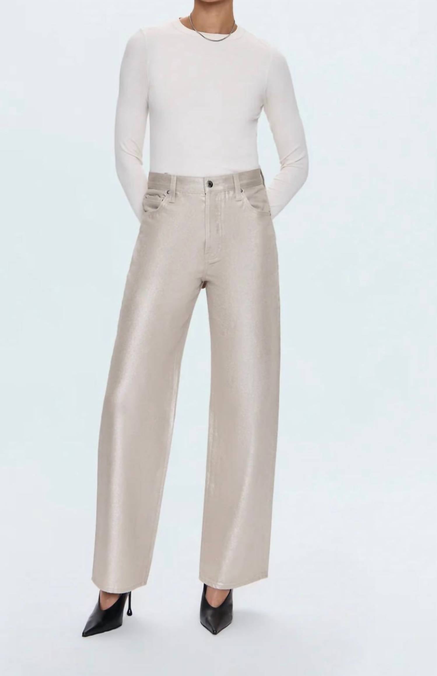 PISTOLA Tate High Rise Bowed Wide Leg Jean in champagne - women's jeans