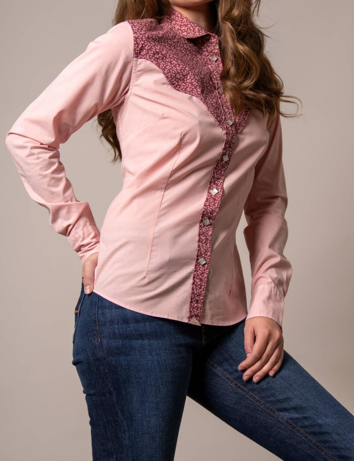 Kimes Ranch Birdie Pearl Snap Shirt in pink - women's long sleeve top - alternate view