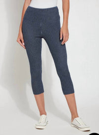 Lysse - Cropped Pattern Pinstripe Capri Denim Leggings