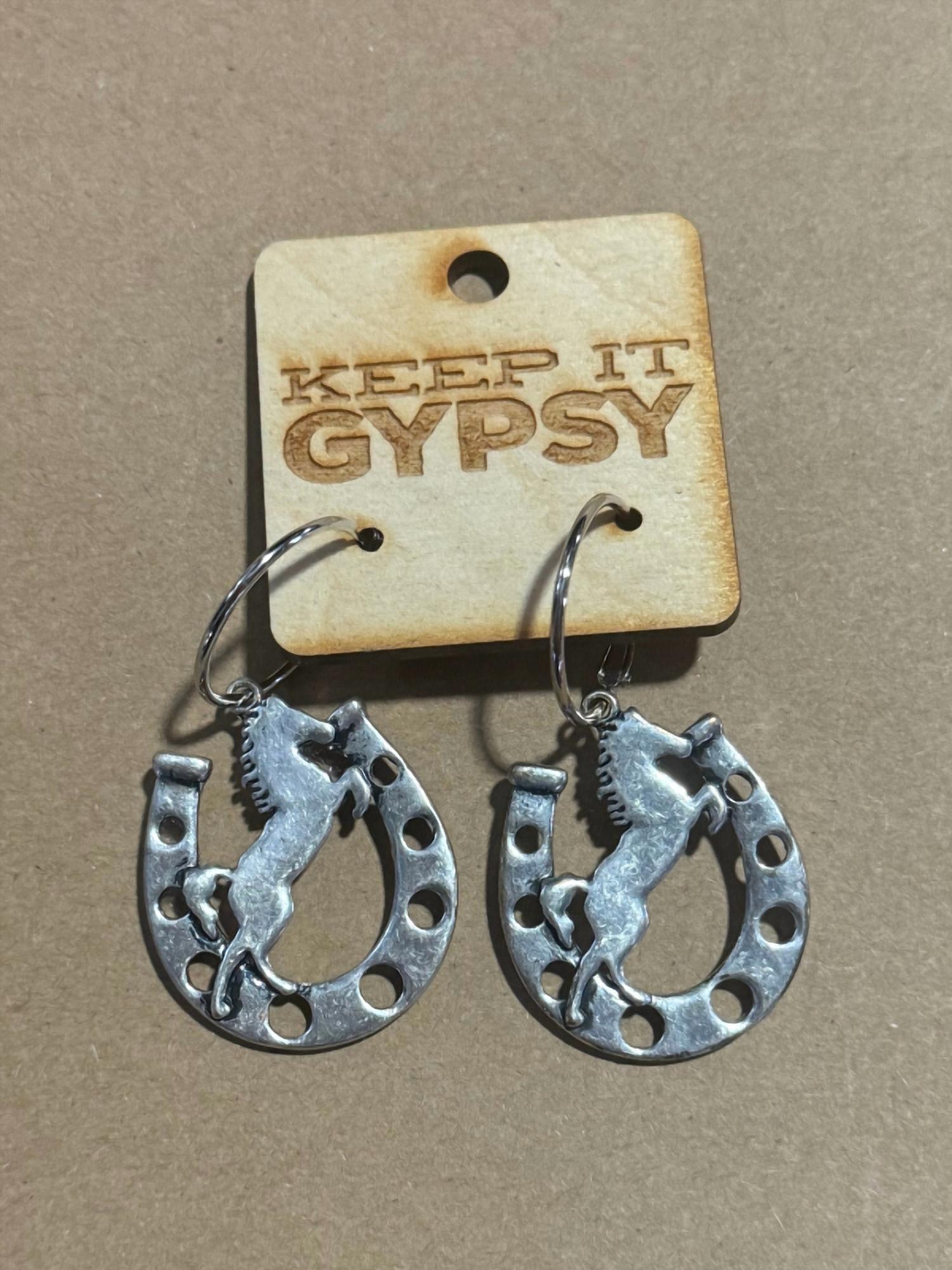 Keep It Gypsy - Women's Horse & Horseshoe Earrings