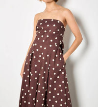 Apricot - Polka Dot Bow Back Wide Leg Jumpsuit