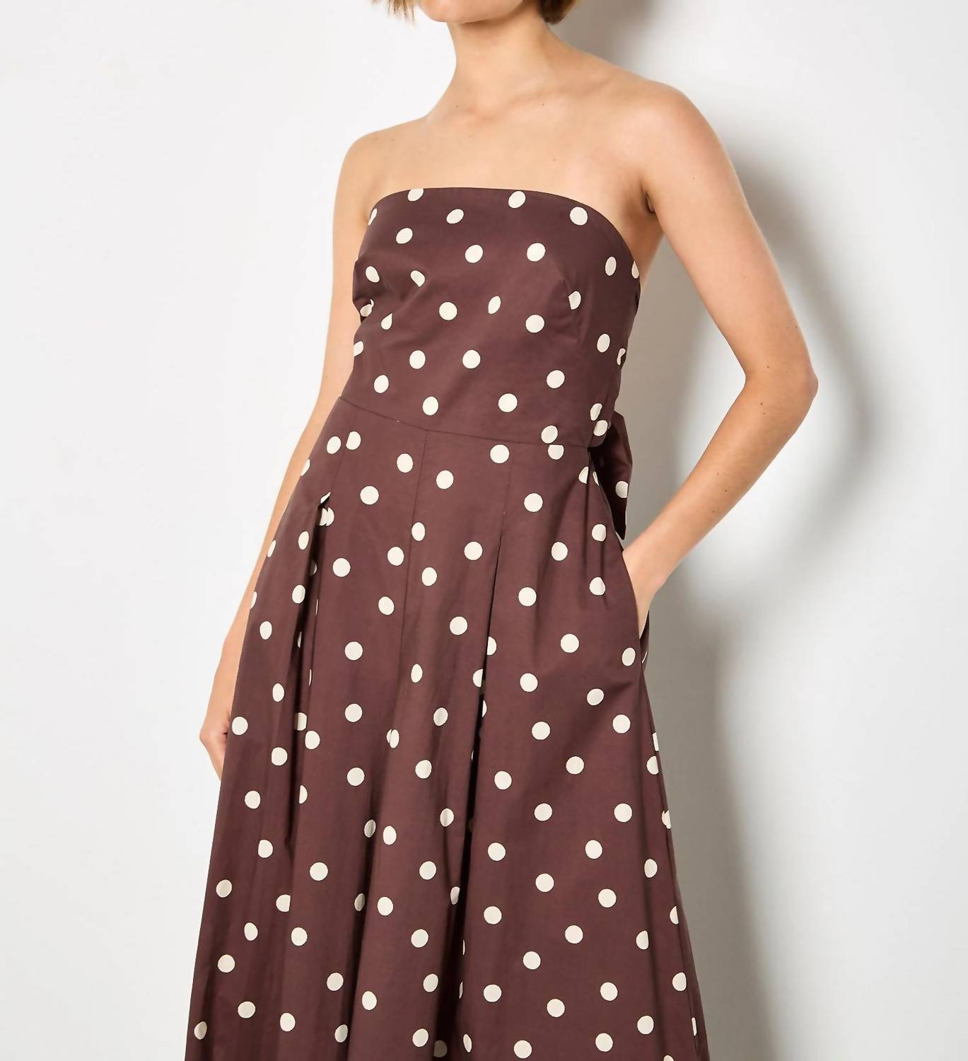 Apricot - Polka Dot Bow Back Wide Leg Jumpsuit