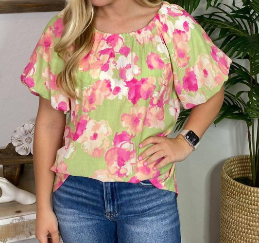Easel - Floral Bubble Blouse