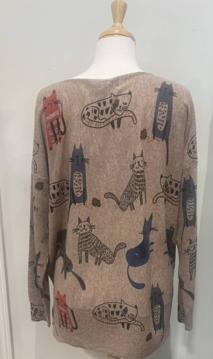 Shana Apparel Cat Print Sweater - women's sweater - alternate view