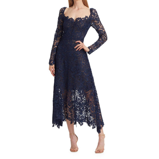 Oscar De La Renta - SWEETHEART NECKLINE LACE GUIPURE DRESS