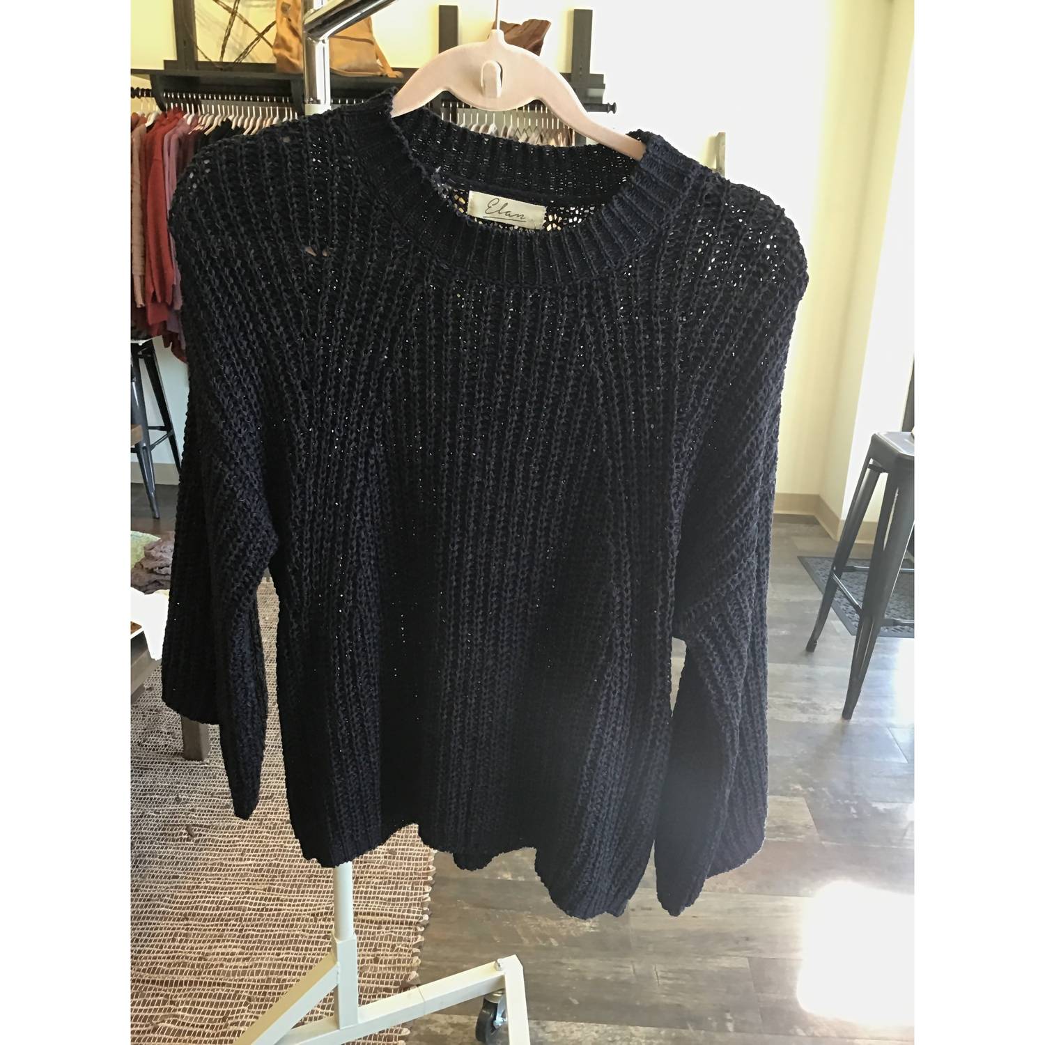 ELAN Bell Sleeve Sweater in navy - women's sweater - alternate view