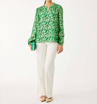 Lilly Pulitzer GIANA LONG SLEEVE SILK TOP in green - women's blouse - view 5