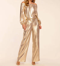 Ramy Brook - Izzy Silk Lamé Wide Leg Pants