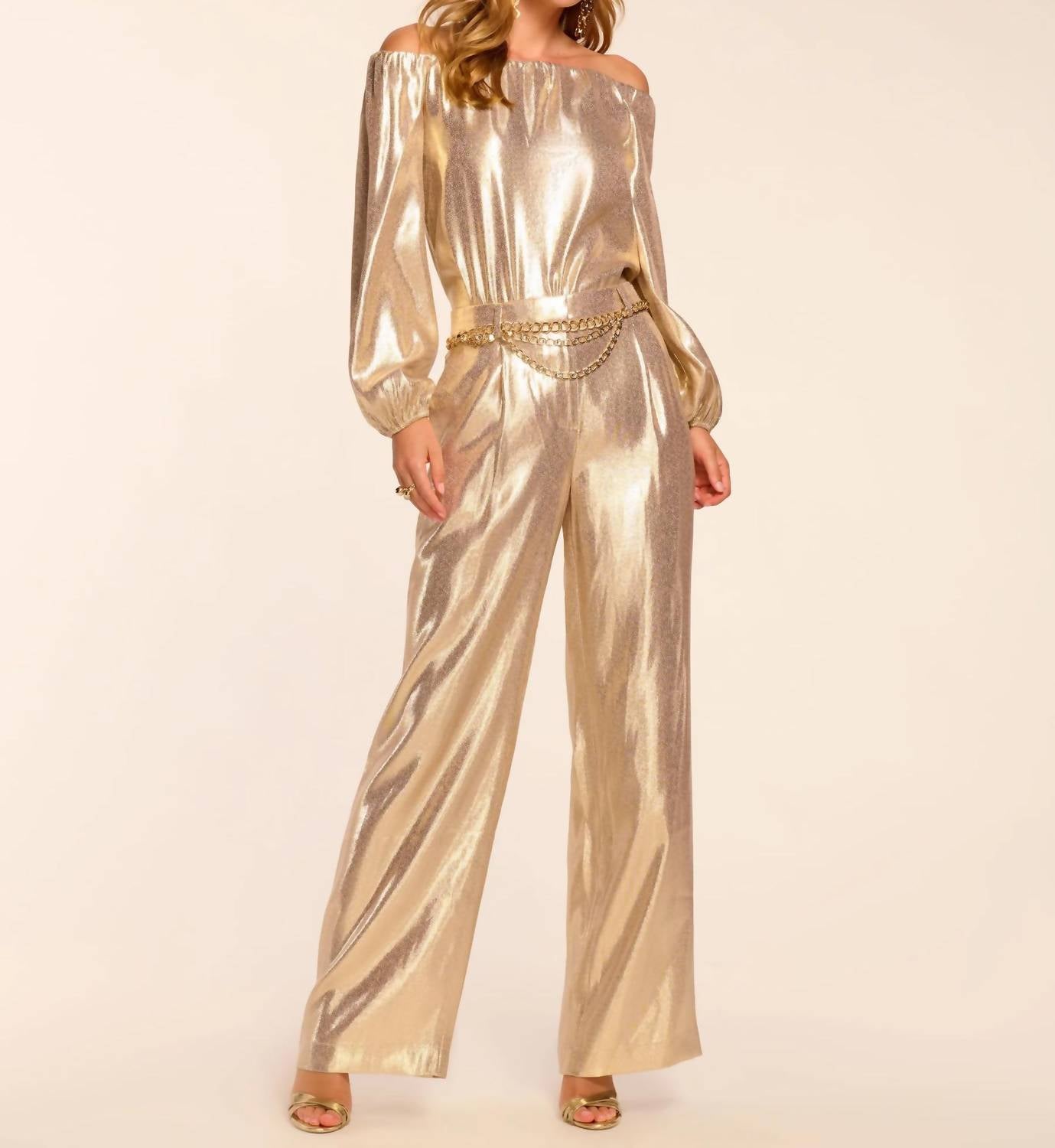 Ramy Brook - Izzy Silk Lamé Wide Leg Pants