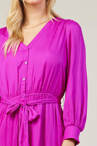 SKIES ARE BLUE Chianti Long Sleeve Button Front Maxi Dress in orchid - women's dress - view 4