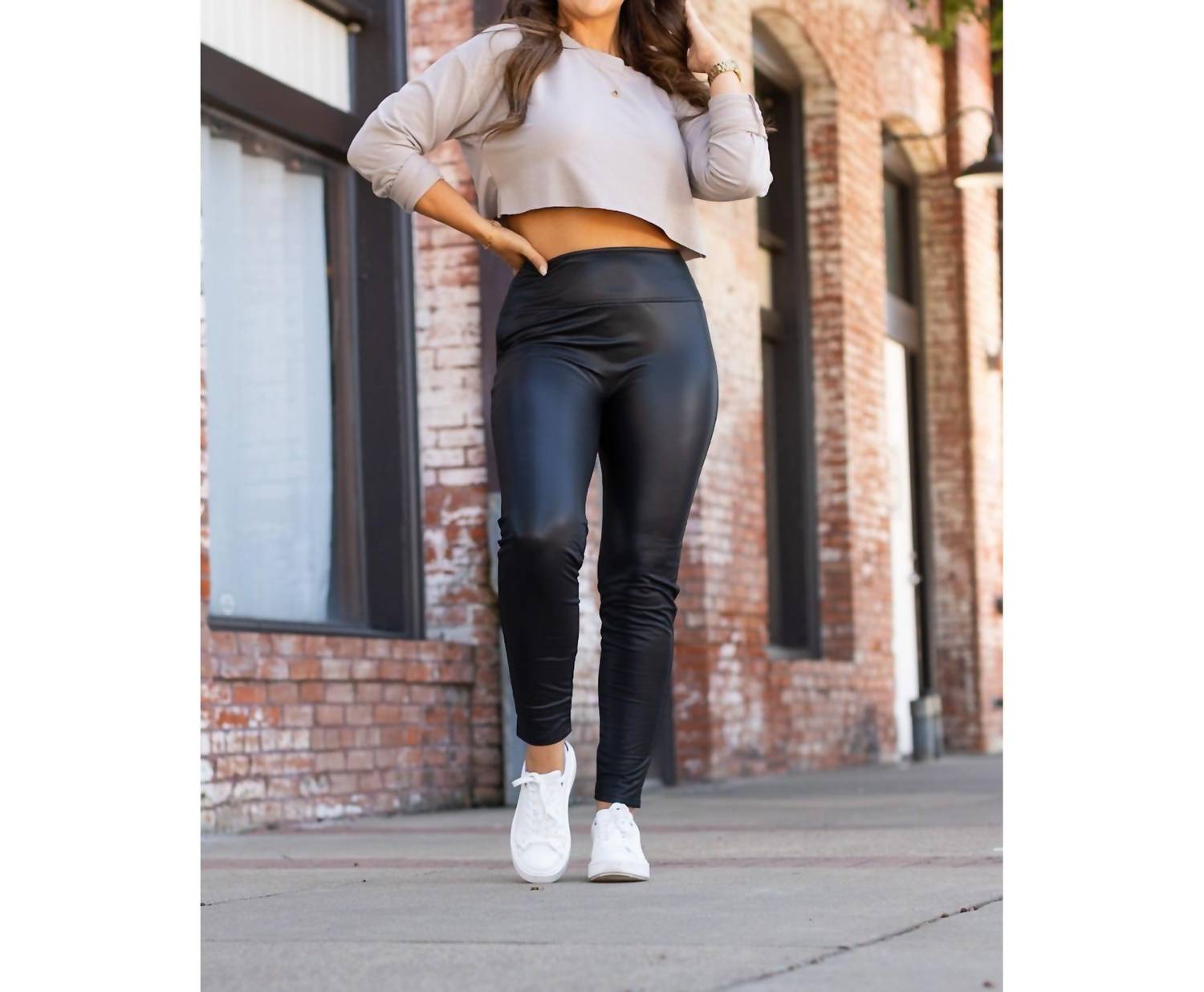 Julia Rose - Farrah High-waisted Faux Leather Leggings