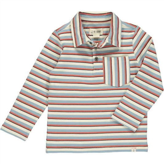 Me & Henry - Boy's Waverly Stripe Long Sleeve Polo Shirt