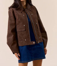 Lalavon - Faux Suede Elevated Utility Jacket
