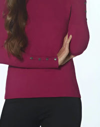 J'Envie/Eli - Long Sleeve Button Cuff Knit Crew Neck Top