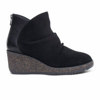 Aetrex Women's Kara Ankle Wedge Boot in black - women's shoe - detail view