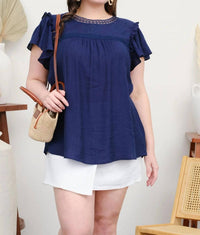 Blu Pepper - Embroidered Detail Top - Plus