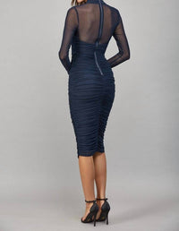 Fate by LFD Ruched Mesh Bodycon Dress in navy - women's dress - alternate view